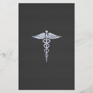 Krom som Caduceus Medical Symbol Carbon Fiber Flygblad