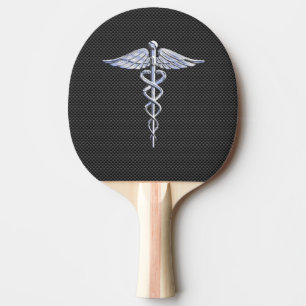 Krom som Caduceus Medical Symbol Carbon Fiber Pingisracket