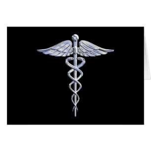 Krom som Caduceus Medical Symbol Hälsningskort