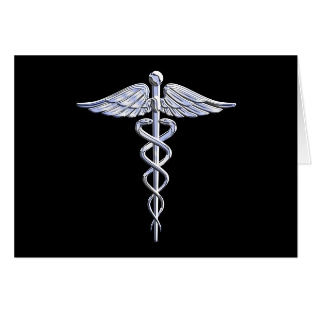 Krom som Caduceus Medical Symbol Hälsningskort (Framsidan Horizontal)