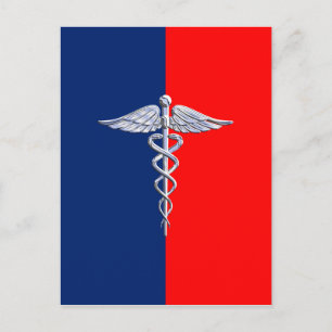 Krom som Caduceus Medical Symbol League Decor Vykort