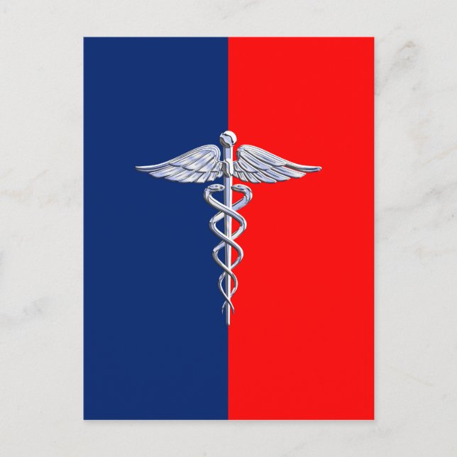 Krom som Caduceus Medical Symbol League Decor Vykort (Framsida)