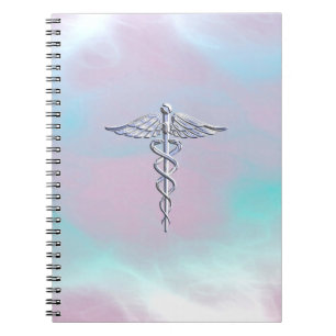 Krom som Caduceus Medical Symbol Mor Pearl Anteckningsbok