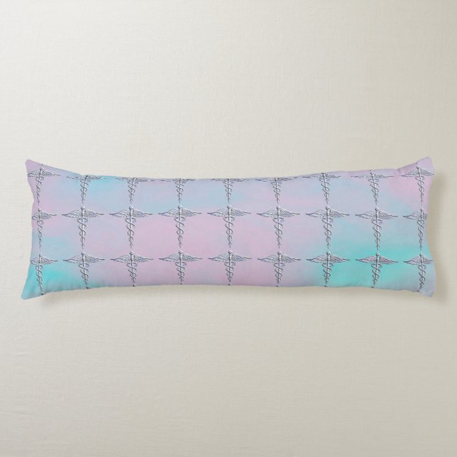 Krom som Caduceus Medical Symbol Mor Pearl Kroppskudde (Framsidan)