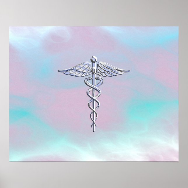 Krom som Caduceus Medical Symbol Mor Pearl Poster (Framsidan)