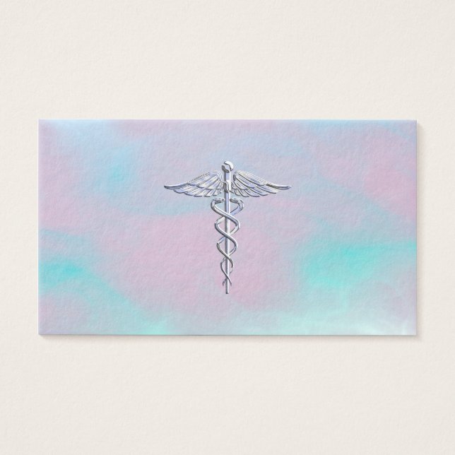 Krom som Caduceus Medical Symbol Mor Pearl Visitkort (Framsidan)