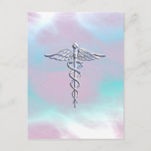 Krom som Caduceus Medical Symbol Mor Pearl Vykort
