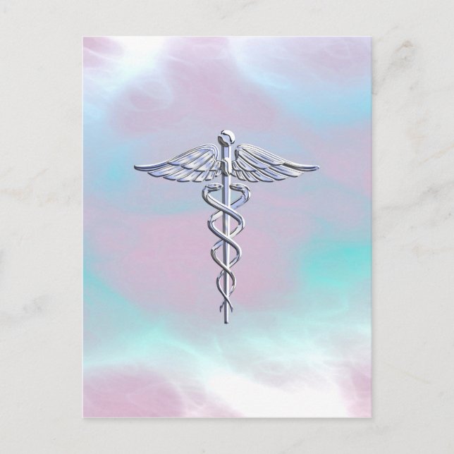 Krom som Caduceus Medical Symbol Mor Pearl Vykort (Framsida)