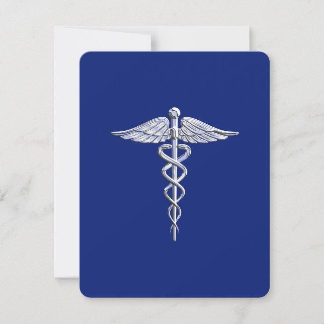 Krom som Caduceus Medical Symbol Navy Blue Deco (Framsida)