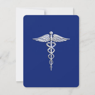 Krom som Caduceus Medical Symbol Navy Blue Deco