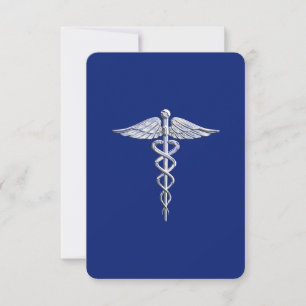 Krom som Caduceus Medical Symbol Navy Blue Deco