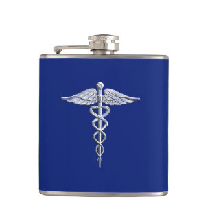 Krom som Caduceus Medical Symbol Navy Blue Deco Fickplunta
