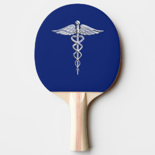 Krom som Caduceus Medical Symbol Navy Blue Deco Pingisracket