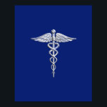 Krom som Caduceus Medical Symbol Navy Blue Deco Poster<br><div class="desc">Symbolisk Silver-krom som Caduceus Medical Symbol-design som presenteras här på en marin blå bakgrund. Caduceus-ormarna är designade för att se ut som om de är tillverkade av krom. Bra för en studenten tillfälle, en påstående för ditt yrke, eller för en gåva med det medicinska utseende du är tittar för. Här...</div>