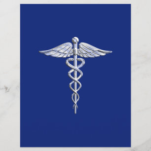 Krom som Caduceus Medical Symbol Navy Blue Deco Reklamblad
