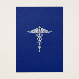 Krom som Caduceus Medical Symbol Navy Blue Deco Visitkort