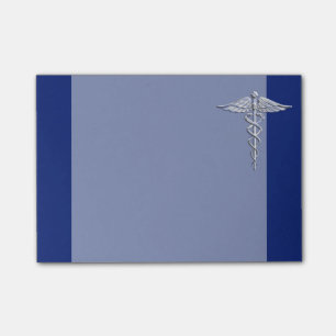 Krom som Caduceus Medical Symbol på blådekaler Post-it Block