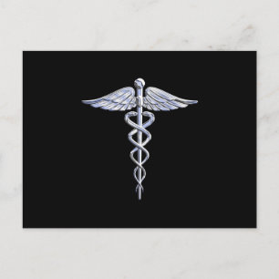 Krom som Caduceus Medical Symbol Vykort