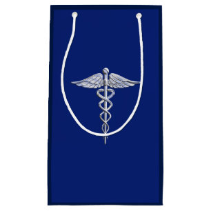 Krom som Caduceus Medicinsk symbol på marinblått