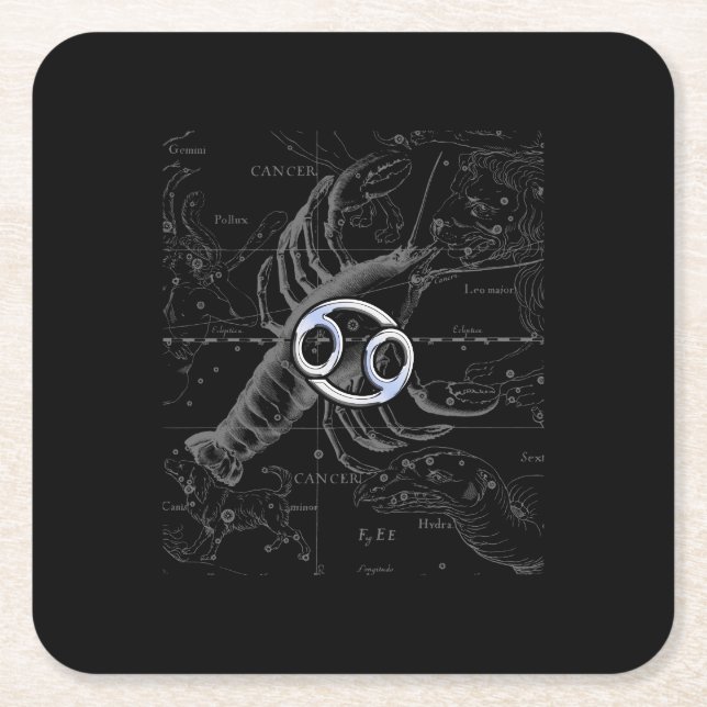 Krom som Cancer Zodiac-tecken på Hevelius Underlägg Papper Kvadrat (Framsidan)