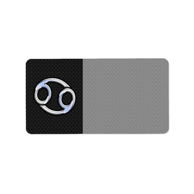 Krom som Cancer Zodiac-tecken på svart Adressetikett (Framsidan)