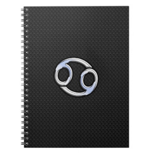 Krom som Cancer Zodiac-tecken på svart Anteckningsbok Med Spiral