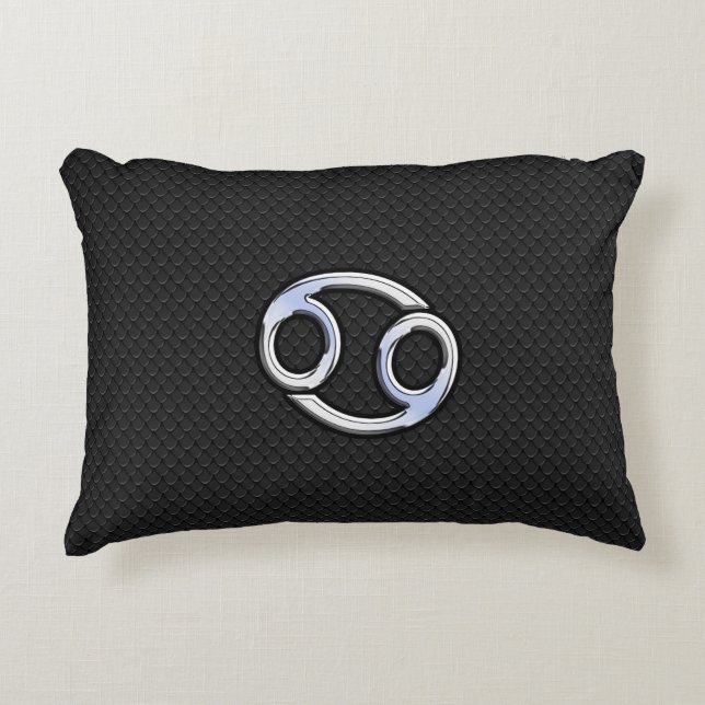 Krom som Cancer Zodiac-tecken på svart Prydnadskudde (Framsidan)