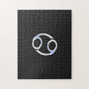 Krom som Cancer Zodiac-tecken på svart Pussel