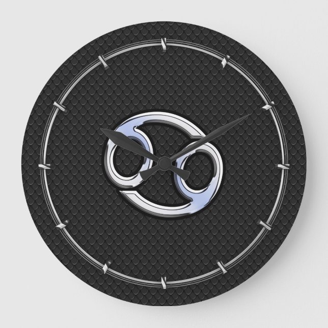 Krom som cancerzodiaksymbol på Snake Stil Stor Klocka (Framsida)