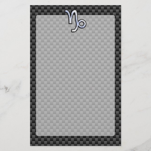 Krom som Capricorn Sign Black Carbon Fiber Brevpapper (Framsida)