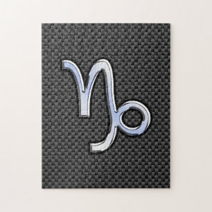 Krom som Capricorn Sign Black Carbon Fiber Pussel