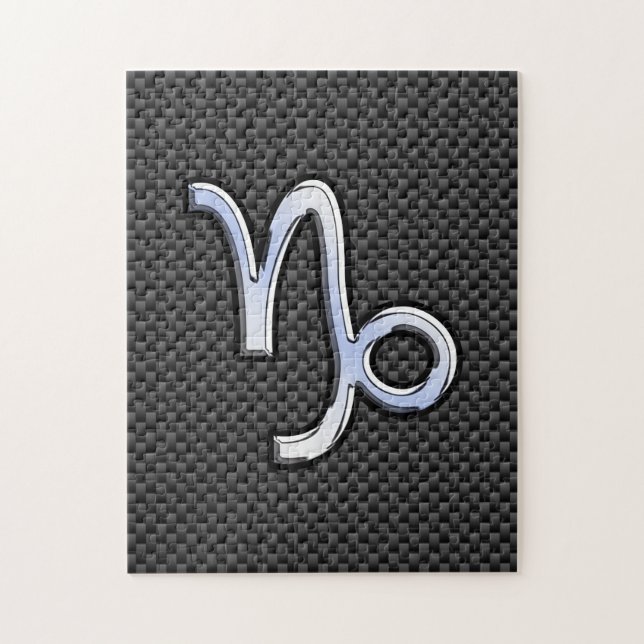 Krom som Capricorn Sign Black Carbon Fiber Pussel (Vertikal)