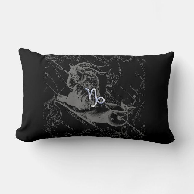 Krom som Capricorn Zodiac Sign på Hevelius 1690 Lumbarkudde (Framsida)