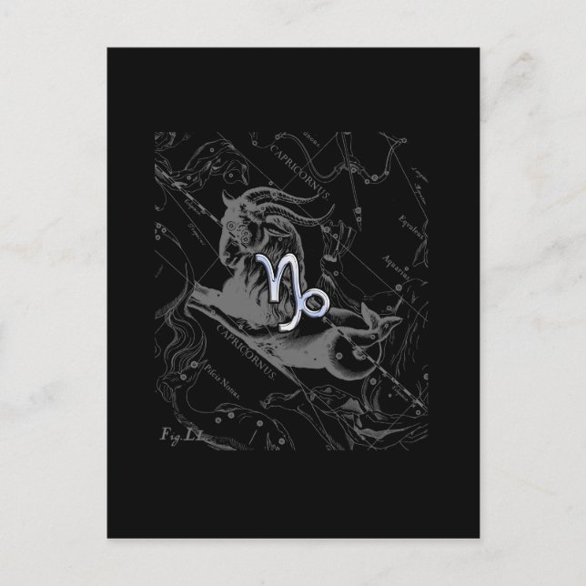 Krom som Capricorn Zodiac Sign på Hevelius Vykort (Framsida)
