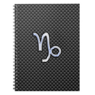 Krom som Capricorn Zodiac Sign på kolfiber Anteckningsbok
