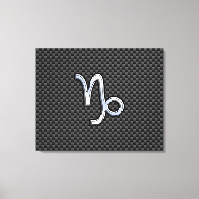 Krom som Capricorn Zodiac Sign på kolfiber Canvastryck (Framsida)