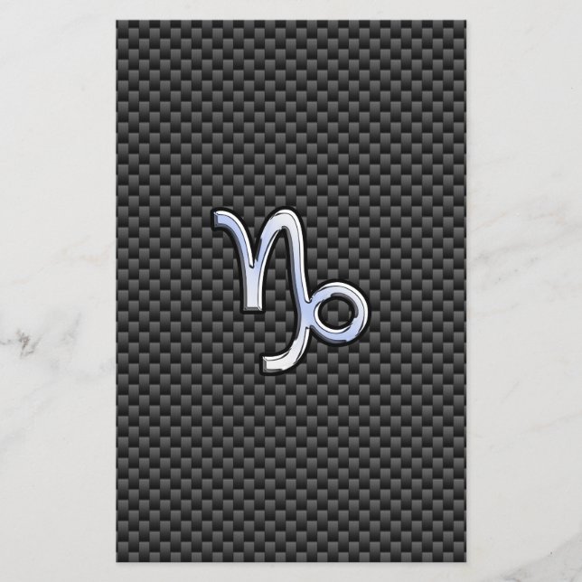Krom som Capricorn Zodiac Sign på kolfiber Flygblad (Framsidan)