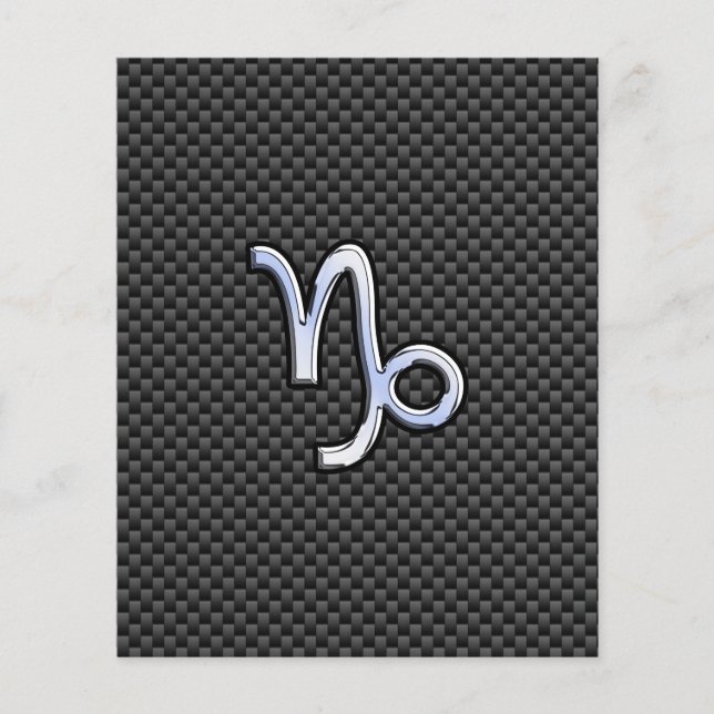 Krom som Capricorn Zodiac Sign på kolfiber Flygblad (Framsidan)