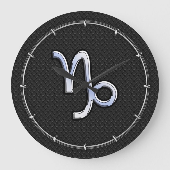 Krom som Capricorn Zodiac Symbol på ormskal Stor Klocka (Framsida)