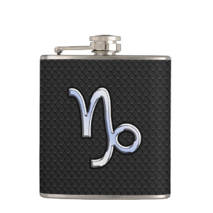 Krom som Capricorn Zodiac Symbol på Snake Skin Fickplunta