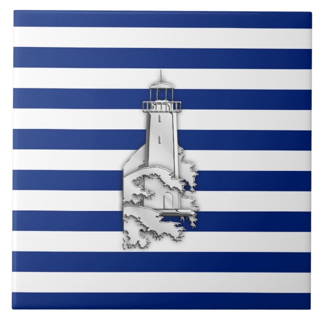 Krom som fyr på Nautical Rand Kakelplatta (Framsidan)