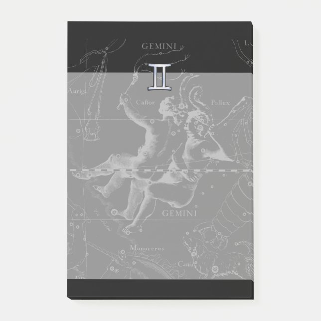 Krom som Gemini Zodiac Symbol på Hevelius Post-it Block (Framsida)