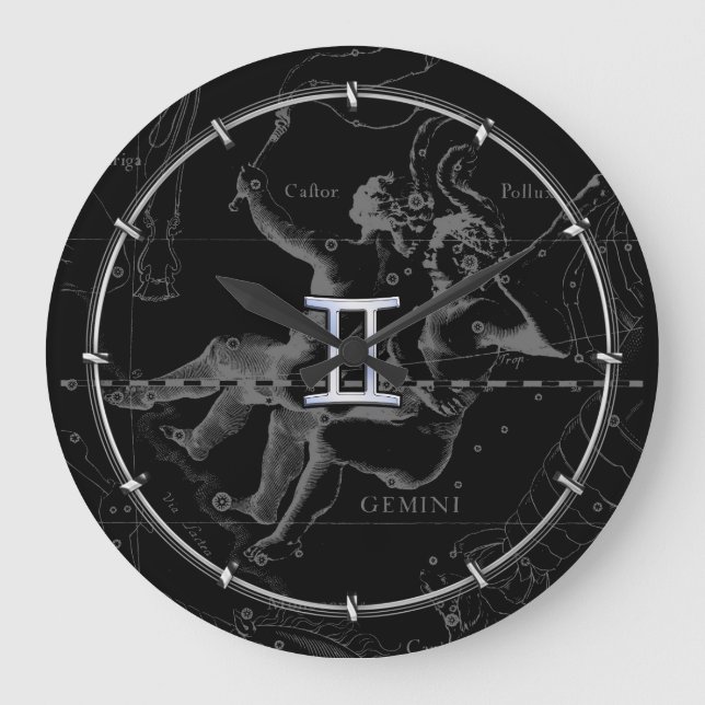 Krom som Gemini Zodiac Symbol på Hevelius Stor Klocka (Framsida)
