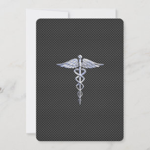 Krom Som Kaducé Medicinsk Symbol Kolfiber