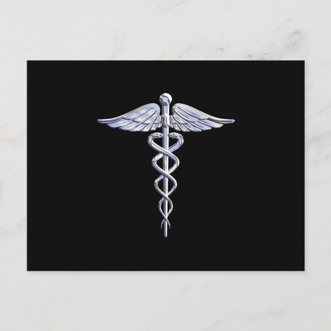 Krom som kaducé medicinsk symbol vykort (Framsida)