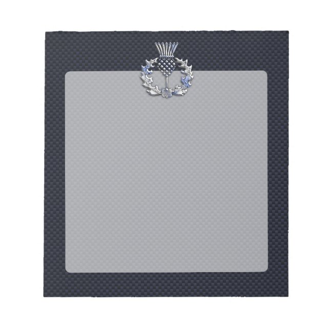 Krom som kolfiber Skriv ut Scottish Thistle Anteckningsblock (Framsida)