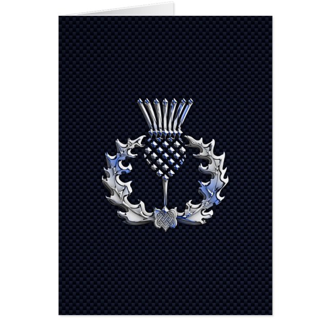 Krom som kolfiber Skriv ut Scottish Thistle Hälsningskort (Framsidan)