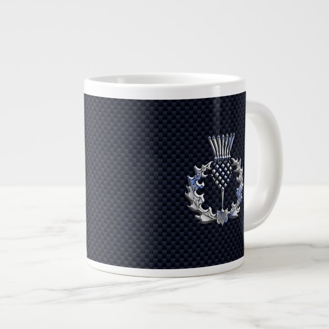 Krom som kolfiber Skriv ut Scottish Thistle Jumbo Mugg (Framsida höger)