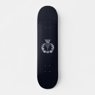 Krom som kolfiber Skriv ut Scottish Thistle Mini Skateboard Bräda 18,5 Cm
