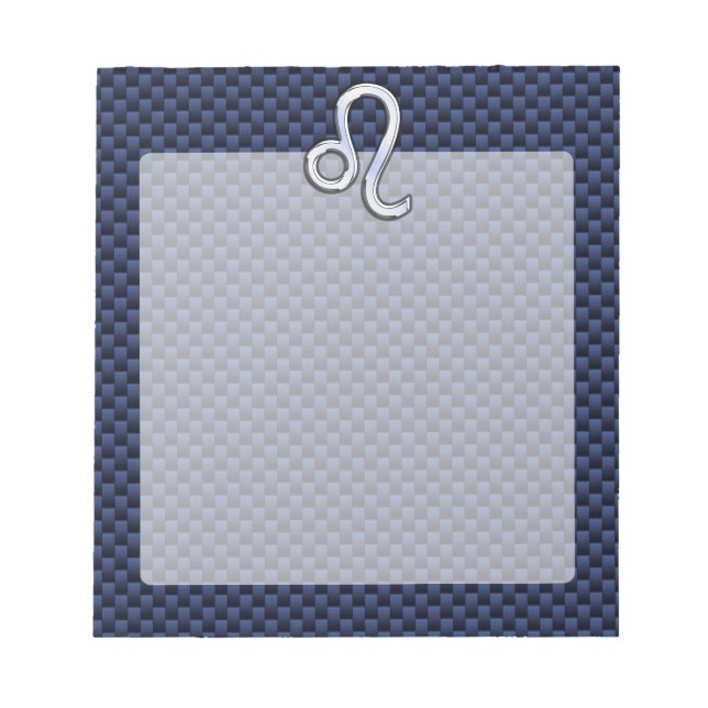 Krom som Leo Zodiac Sign Blue Carbon Fiber Anteckningsblock (Framsida)
